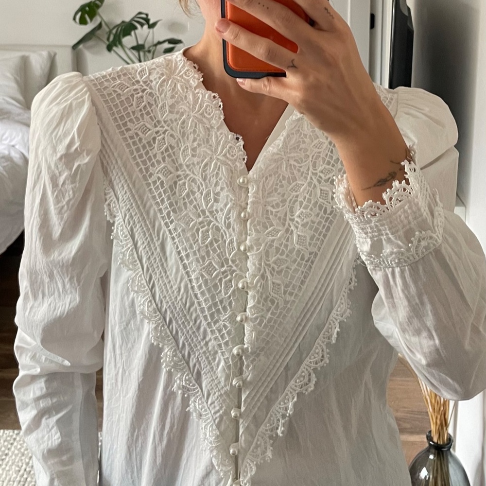 Antique Vintage Victorian style white blouse shirt